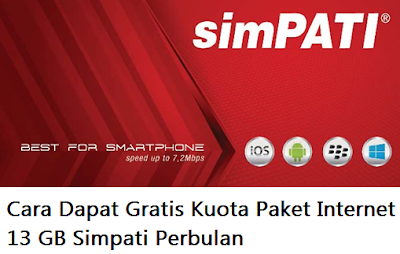 Cara Dapat Gratis Kuota Paket Internet 13 GB Simpati Perbulan