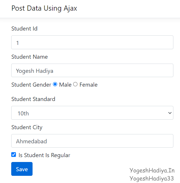 How To Post Data To The Controller Using AJAX With Validations In ASP.NET Core - YogeshHadiya.in