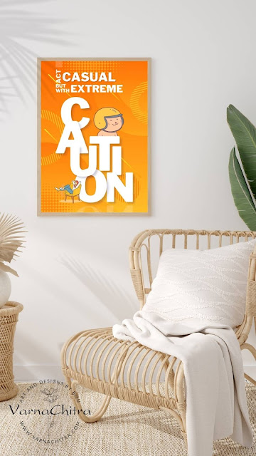 caution, casual zone, humorous poster, serious poster, printable download, wit, whimsy, playful imagery, typography, balance, relaxation, alertness, room decor, home decor, wall art, lightheartedness.