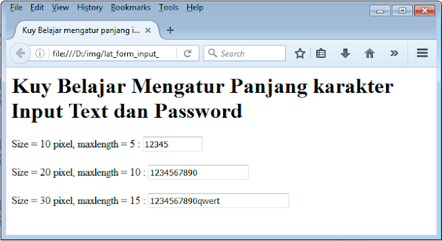 Kuy Belajar - Fungsi Tag Input Type Text dan Type Password dan Cara Penggunaannya