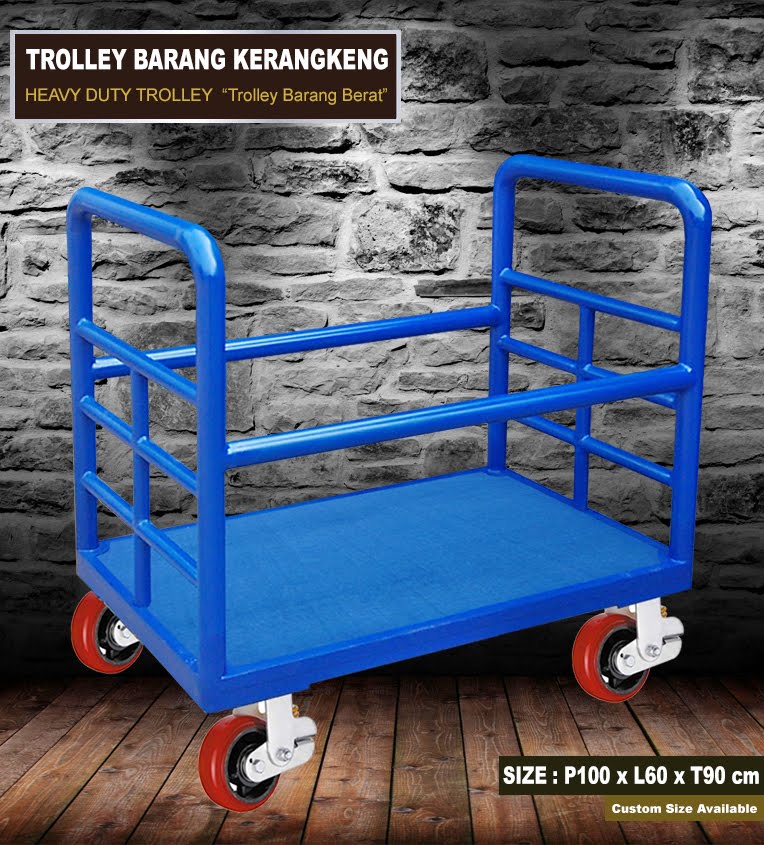 Trolley barang  kerangkeng atau tolley besi dengan pagar 