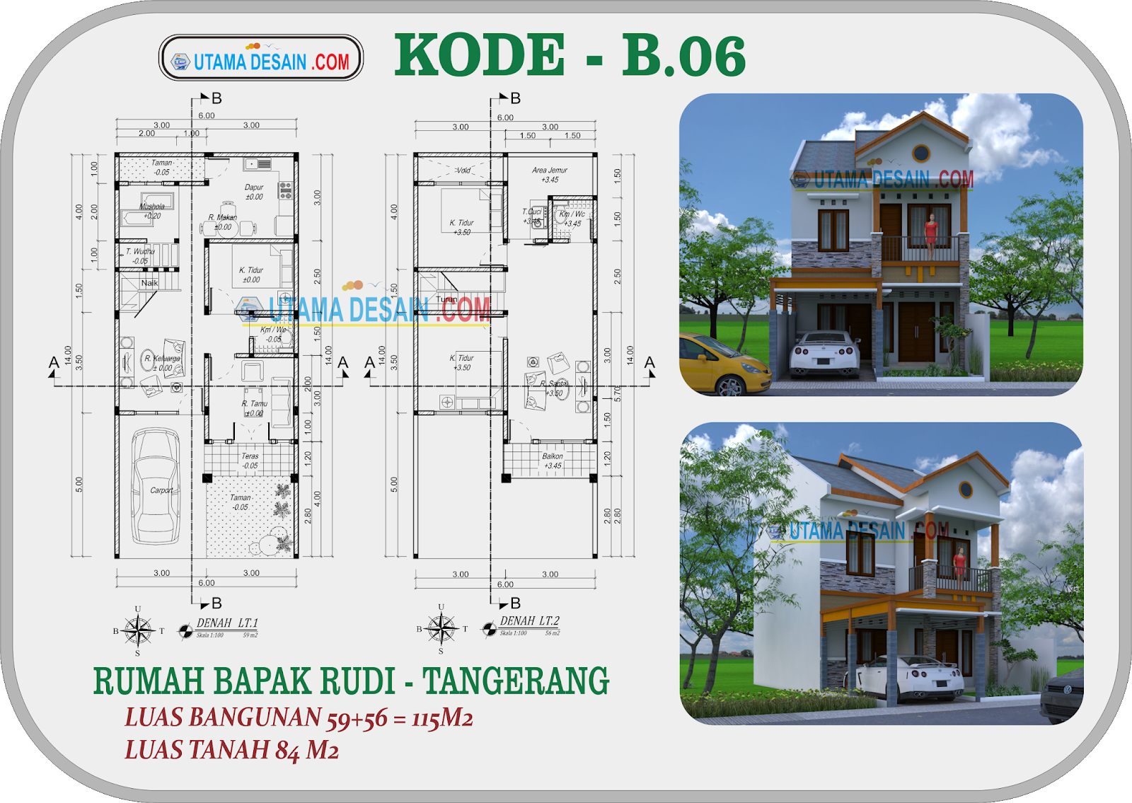 Kode B06 Desain Rumah Minimalis 2 Lantai Bpk Rudi Di Tangerang Banten