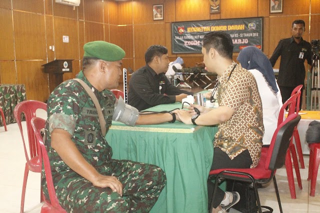 KODIM 0726/SUKOHARJO GELAR DONOR DARAH HUT KOREM 074/WRT KE-52