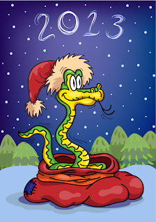 干支の蛇をデザインした新年の背景 Funny cartoon snake 2013 New Year cards イラスト素材4