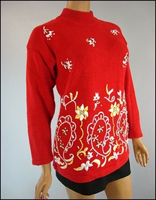 RED BEADED SWEATER 1