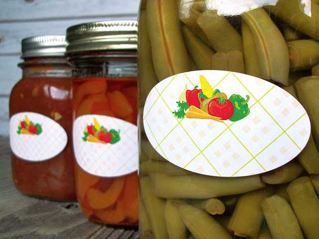 Plaid Vegetable Oval Mason Jar Labels