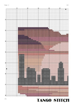 Ohio state map skyline sunset cross stitch pattern