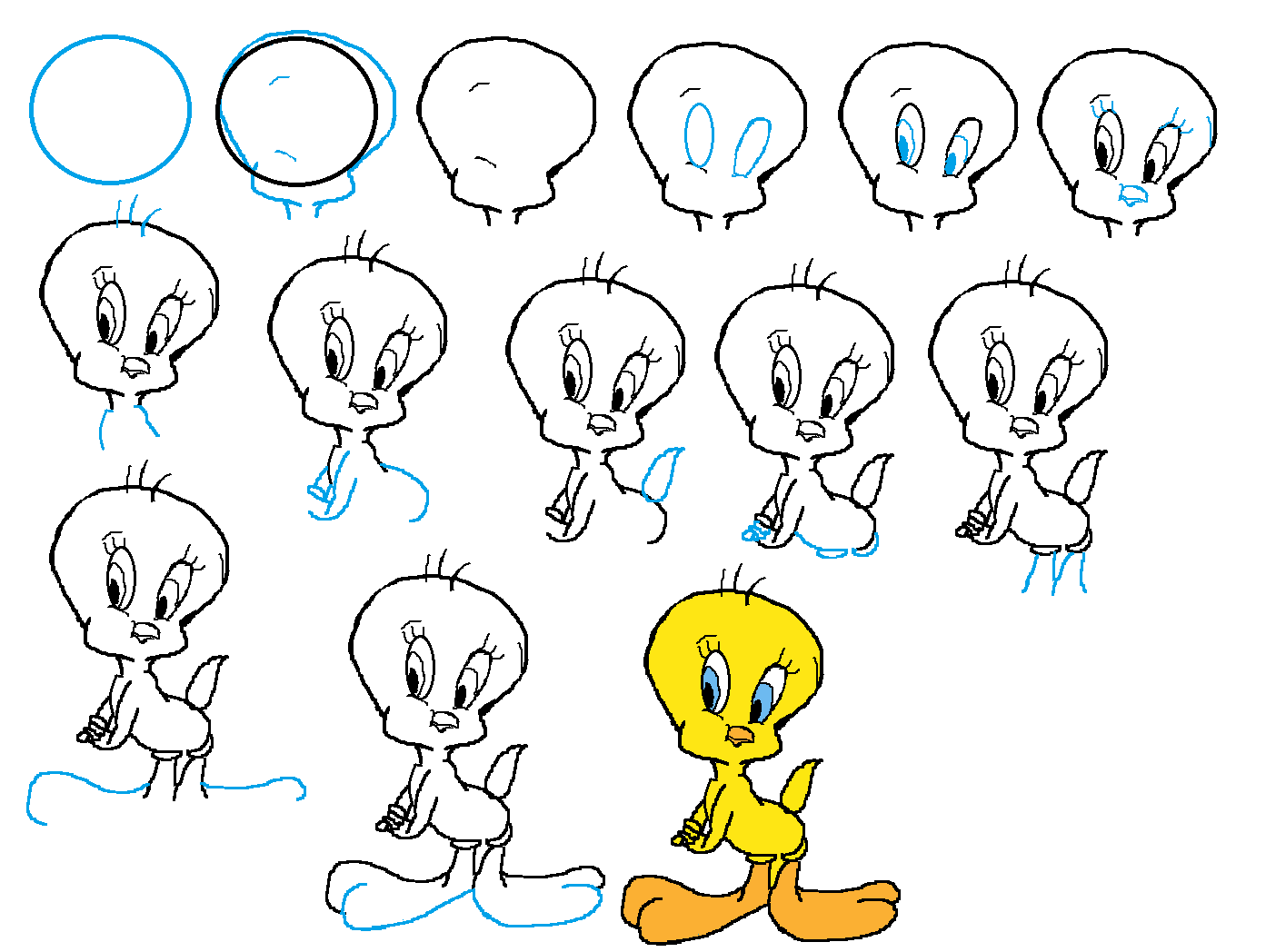 How to draw tweety bird easy step by step