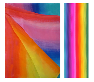 A rainbow-coloured silk scarf.