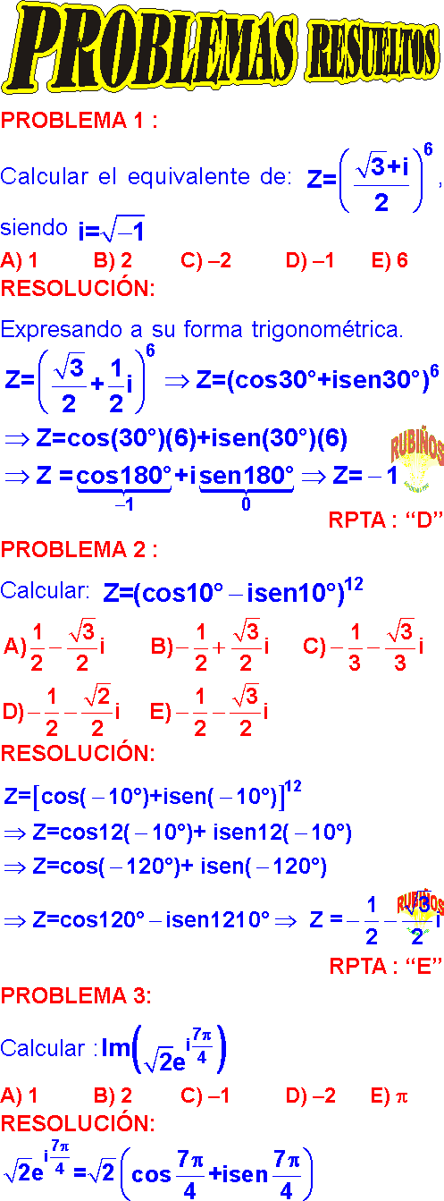 Numeros Complejos Ejercicios Resueltos De Trigonometria Pdf