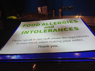 food allergy sign at red iron burger