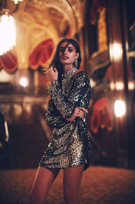 Gold Sequin Long Sleeve Mini Dress