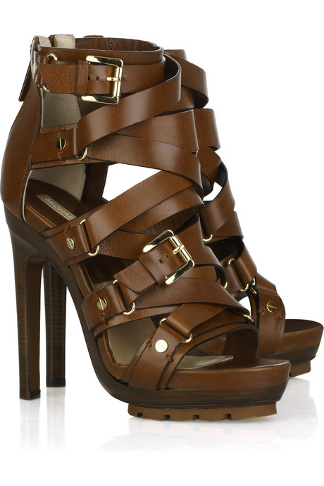 High Heel Shoes: Michael Kors Strappy Buckled Leather High Heel Sandal ...