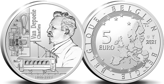 Belgium 5 euro 2021 - Charles Joseph Van Depoele