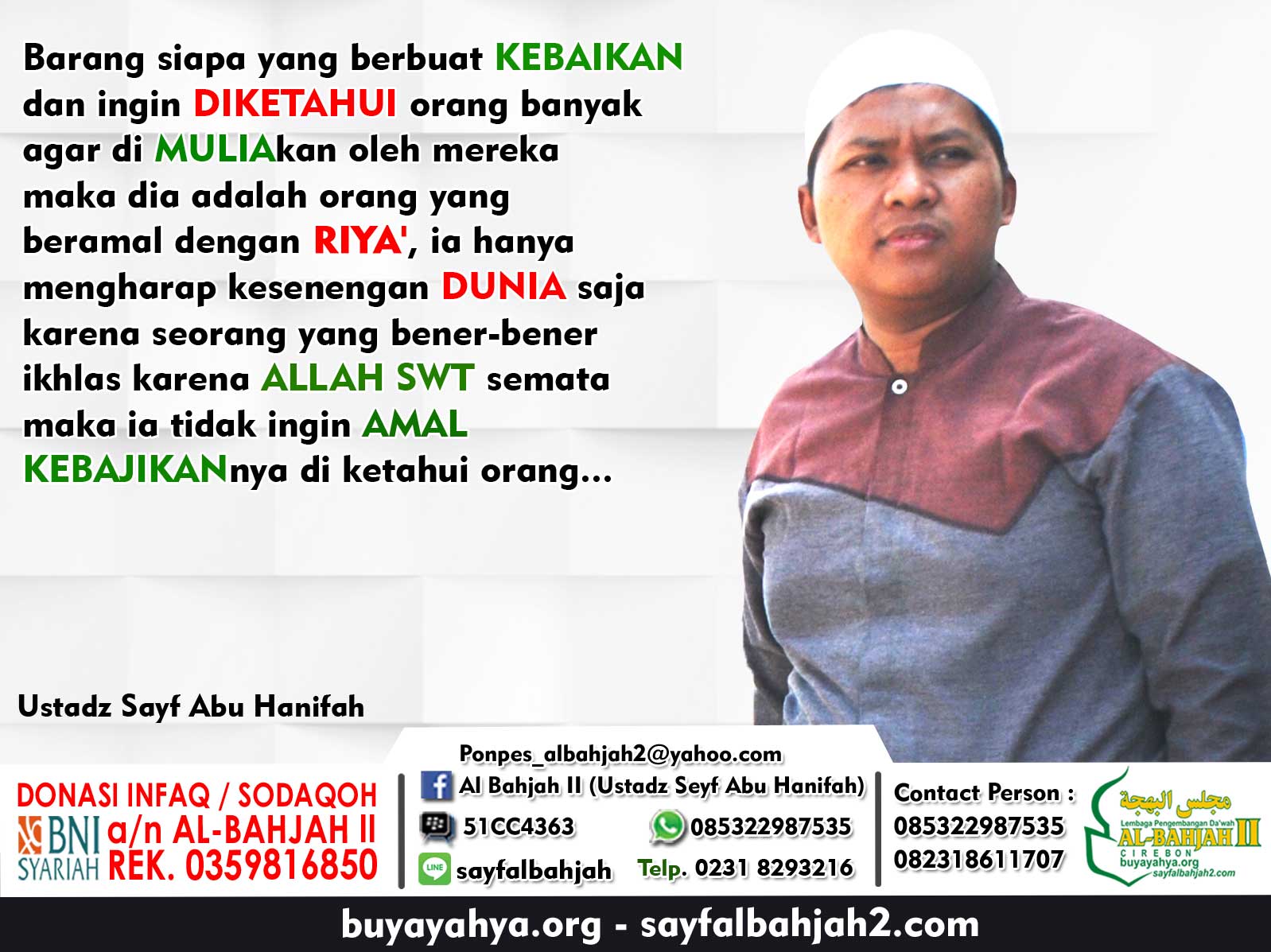 Antara Amal Riya Dan Ikhlas Ustadz Sayf Albahjah 2