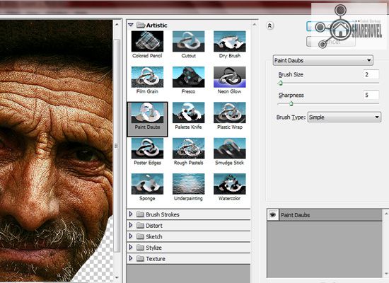 filter artistic paint daubs - tutorial cara membuat efek smudge painting di photoshop