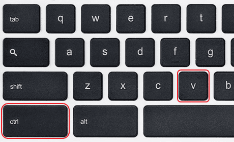 keyboard shortcut paste text chromebook