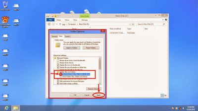 Learn how to disable show or don't show hidden files and folders in windows 8 step17