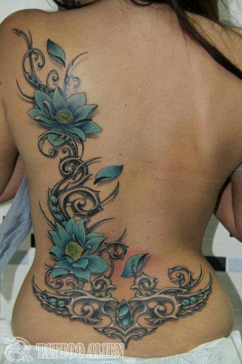 Imaginative Lower Hip Flower Tattoos, Tattoos of Flower on Lower Hip, Women Flower Tattooed on Lower Hip.