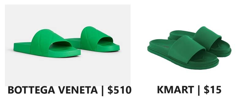 Kmart dupe of Bottega Veneta slides