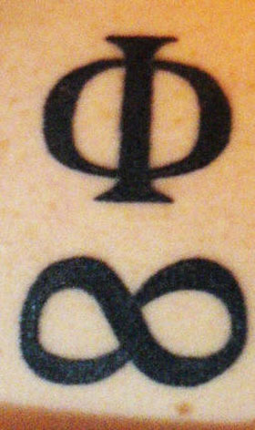 infinity symbol and phi greek letter tattoo