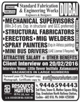 Standard Fabrication & Engineering Dubai Job Vacancies