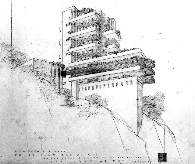 rock cliff architecture by Frank Lloyd Wright