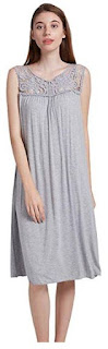 ENIDMIL Women’s Sleeveless Nightgown Soft Sleeping Dress Crochet Trim Sleepwear Sleepshirt Knee Length Pajama Gowns&Dress