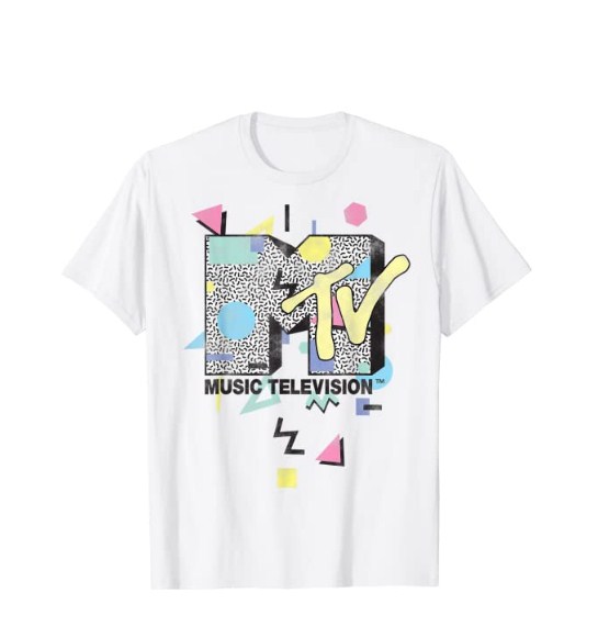 mtv retro shape design logo graphic t-shirt