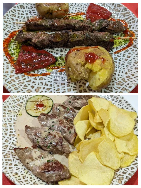 Collages of dishes from El Viñeda in Badajoz Spain