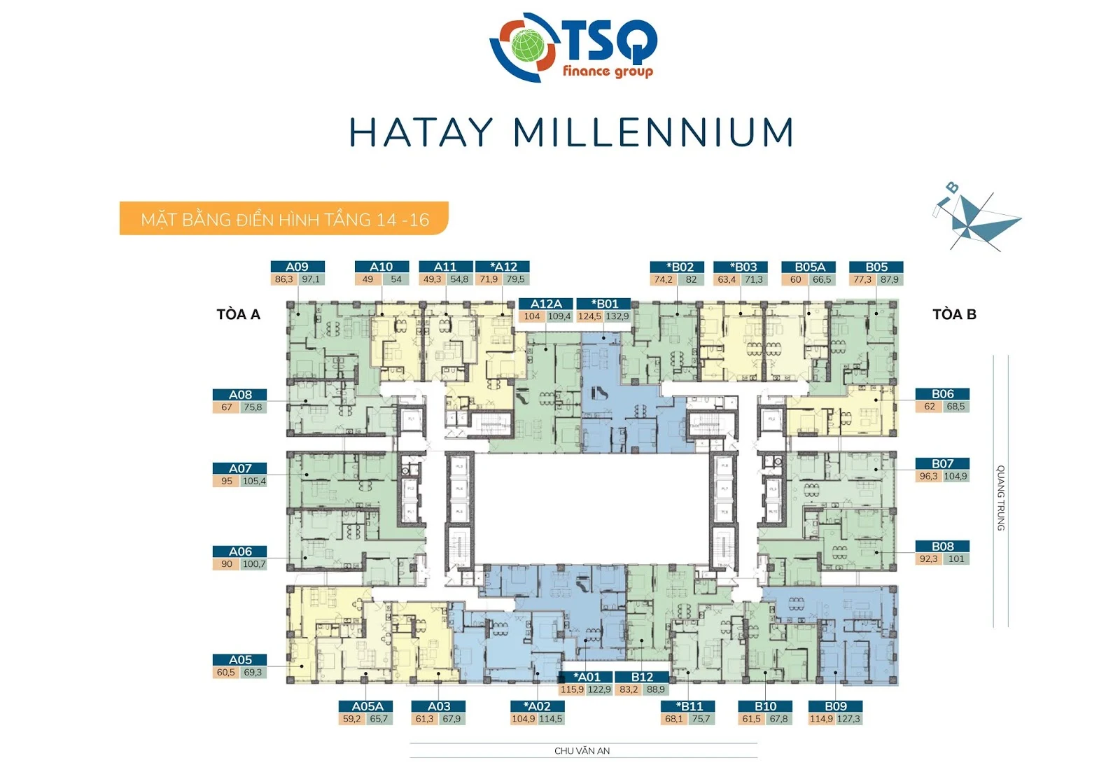 Mặt bằng thiết kế Hatay Millennium tầng 14-16