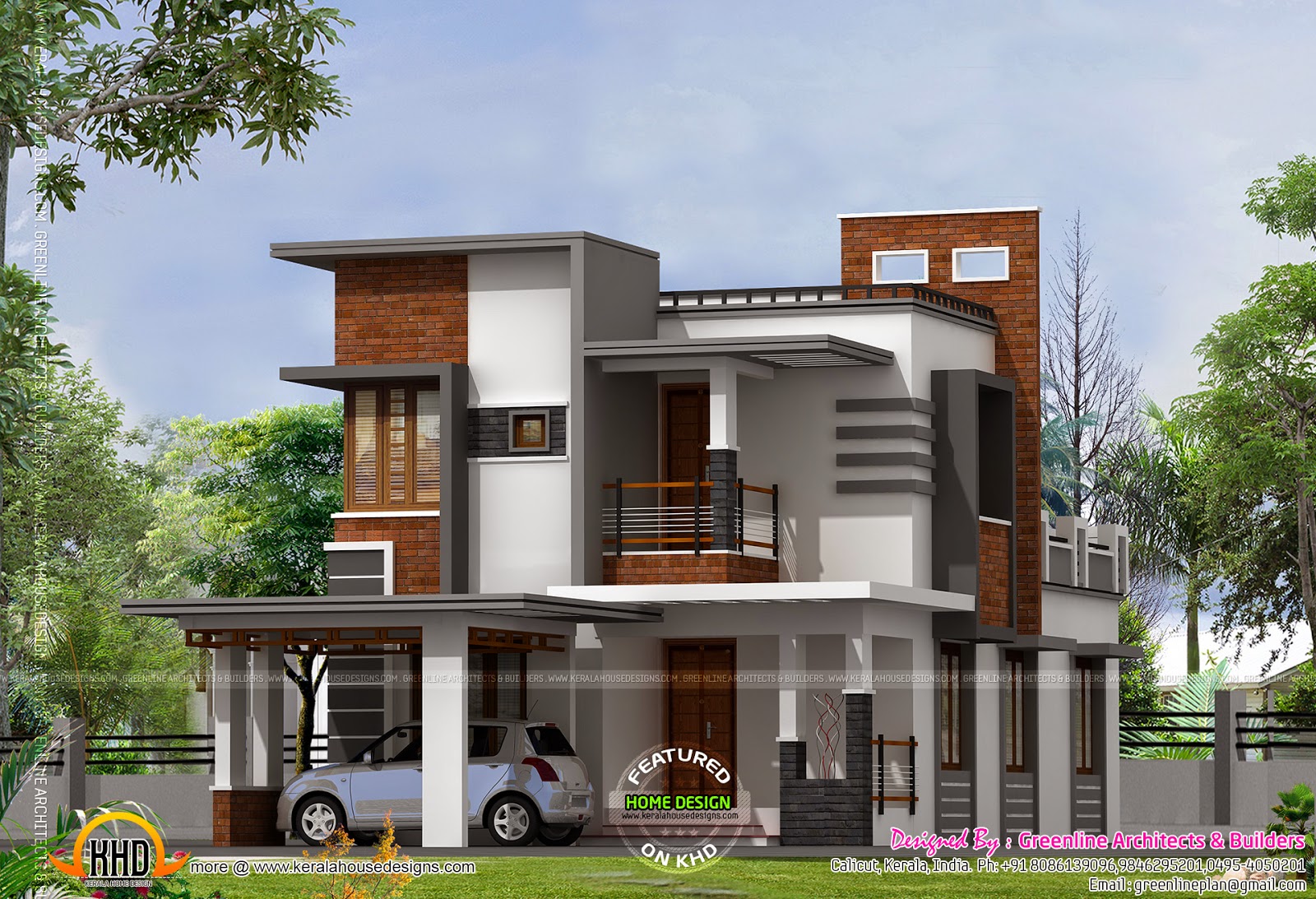  Low  cost  contemporary house  Kerala  home  design and floor 