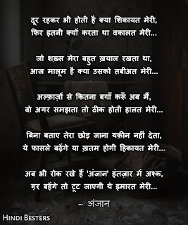 Hindi ghazal by anjaan, Latest Ghazal in hindi