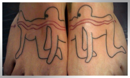 Somente os verdadeiros fãs de "The Human Centipede" poderiam fazer uma tatuagem baseada na série, mas apenas um seguidor incondicional viria com uma idéia genial como esta. Pena que a arte em si parece absolutamente horrenda