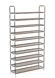 Sable Shoe Rack, 10 Tiers Shoe Rack with Spare Parts, Tower Cabinet Storage Organizer Holds up to 50 Pairs of Shoes, DIY Assembly – No Tools Required