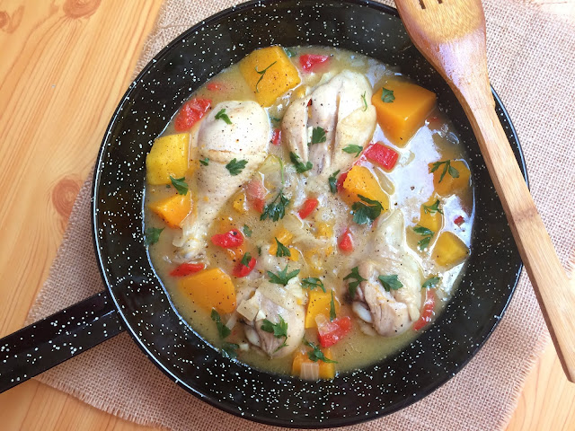 pollo guisado con calabaza receta