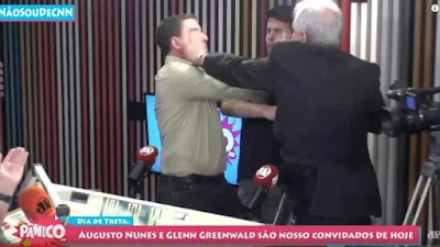 Agressão de Augusto Nunes a Glenn Greenwald