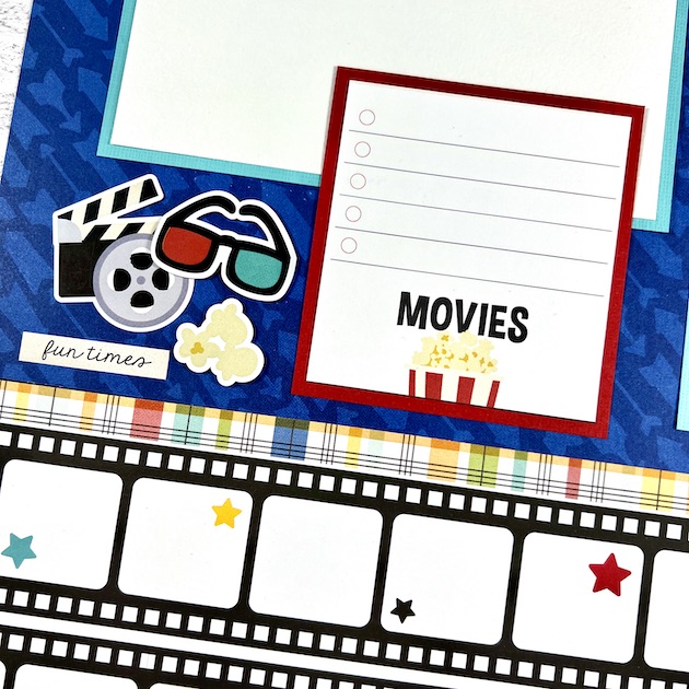 12x12 Family Fun Movie Night Scrapbook Page