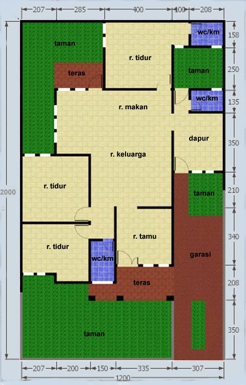 gambar denah rumah luas 120m 3