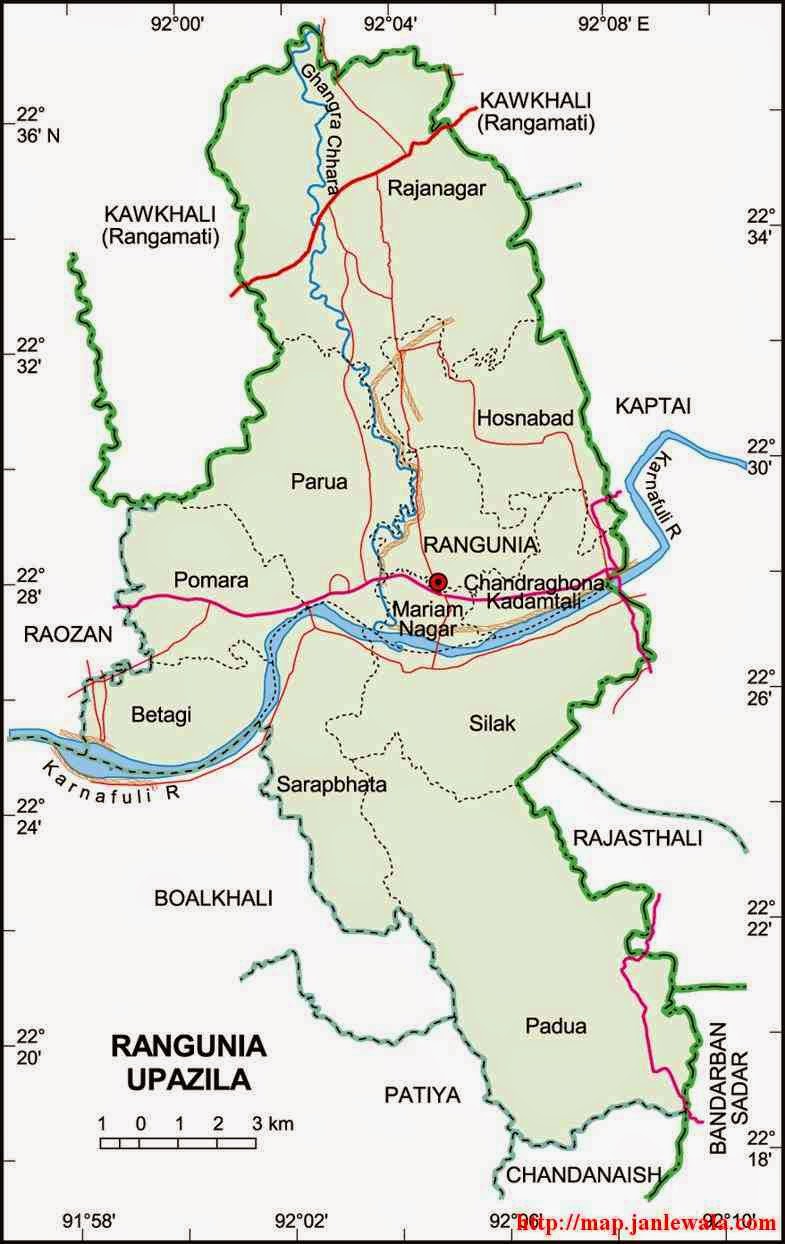 rangunia upazila map of bangladesh