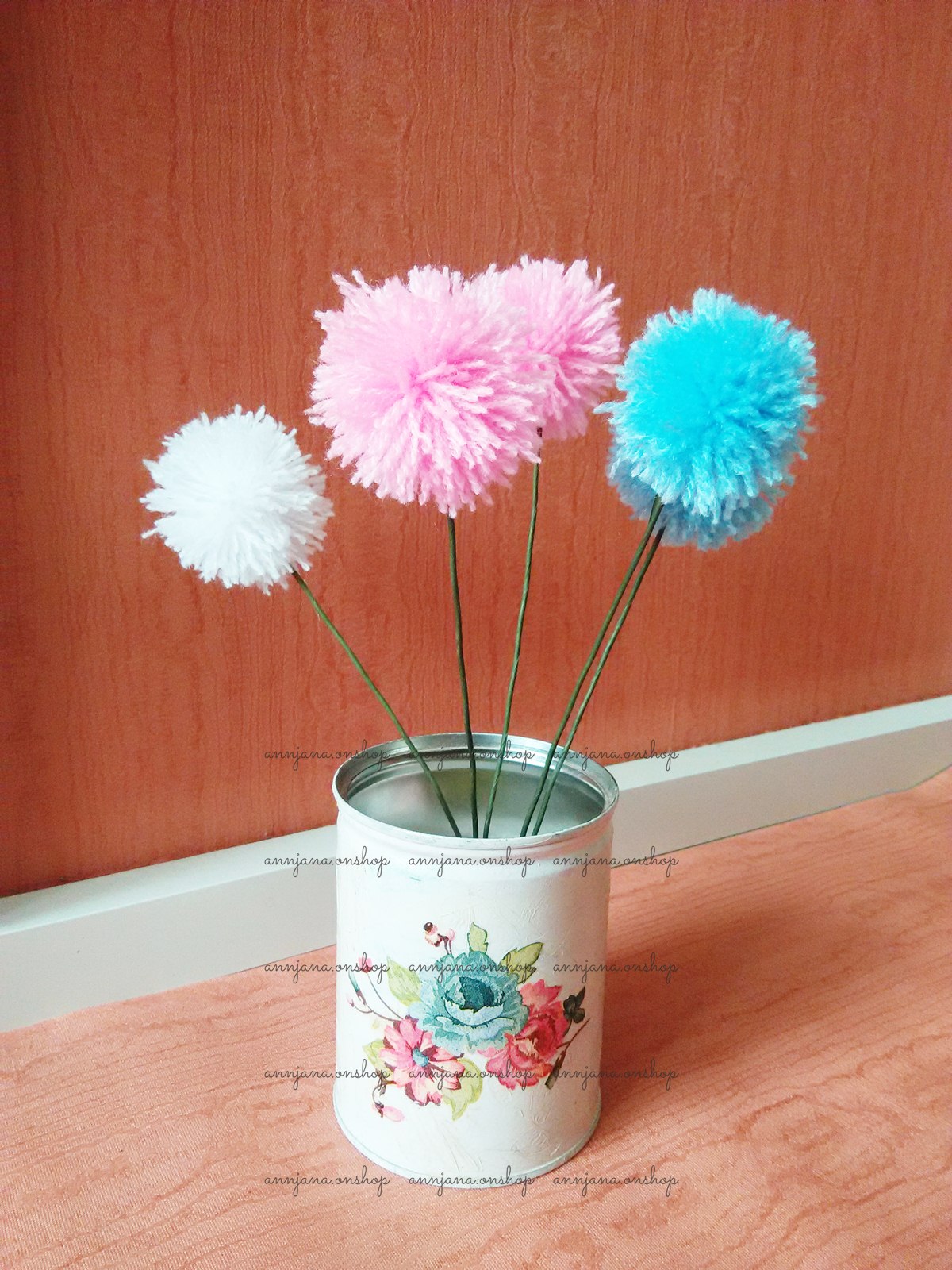 Craft Prakarya DIY Membuat  Bunga  dari  Benang  Wol  Pom 