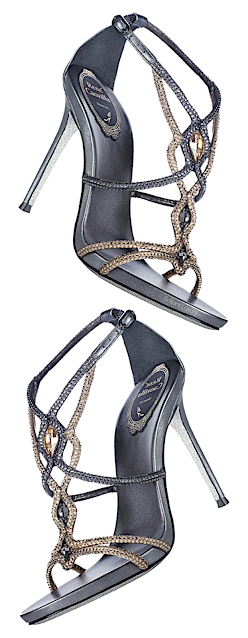 ♦Rene Caovilla anthracite strass evening sandals #renecaovilla #shoes #brilliantluxury