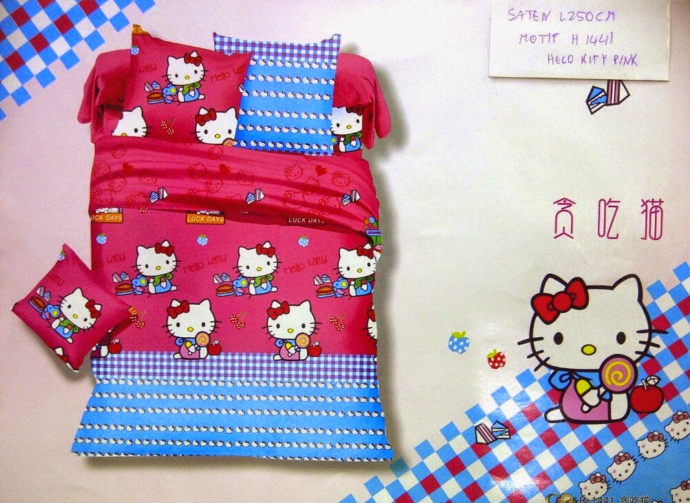 Sprei Pink Motif Hello Kitty