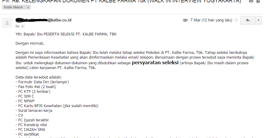 Contoh Surat Lamaran Kerja Di Pt Kalbe Farma