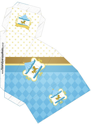 Carousel in Light Blue: Free Printable Boxes.