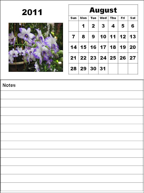 august calendars 2011. Printable Calendar 2011 August