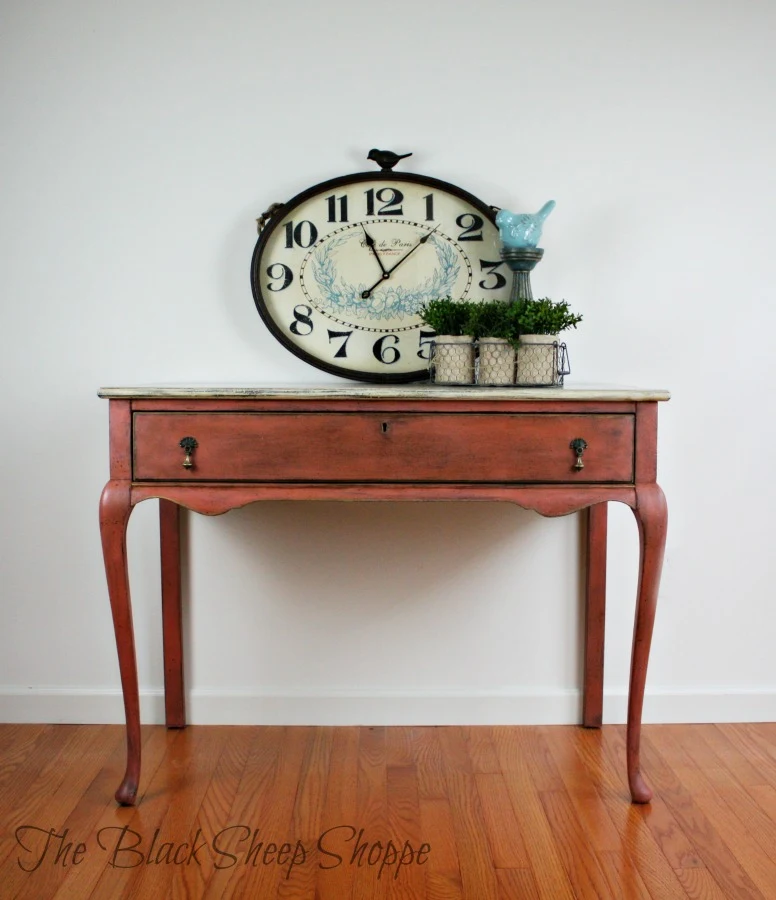 Antique desk painted with Scandinavian Pink chalk paint.