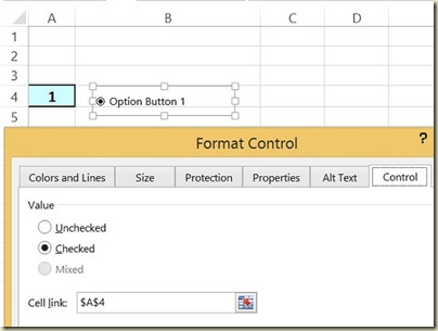 Form Controls in Excel - Option Button Format