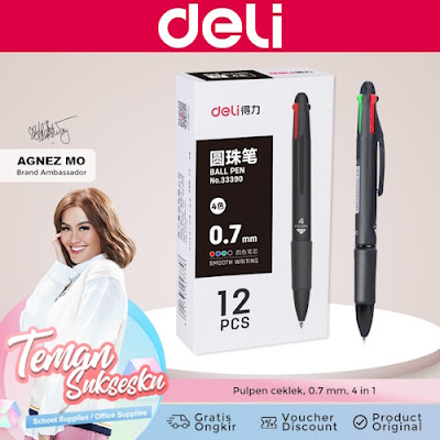 Pulpen DELI 4 Warna 0.7mm (33390)