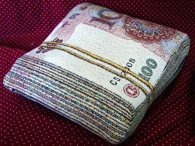 Sleep on Money  Folded Banknote-Shape Pillow